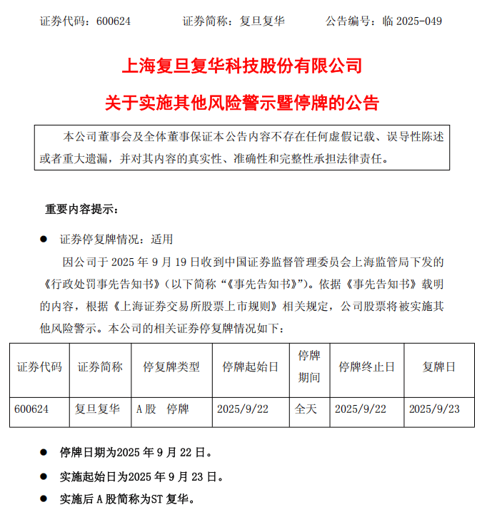 停牌！600624，将被ST
